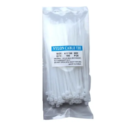 100-Pack White Nylon Cable Ties – 4Mm × 150Mm 1