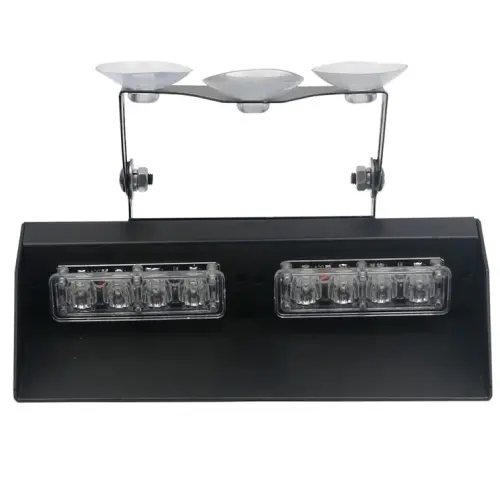 12V Dual 4-Led Dash-Mount Warning Light – Flashing White 1