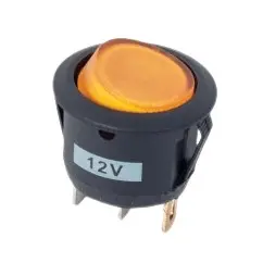 12V Round Black Rocker Switch – 3-Pin, Amber Led Indicator 1