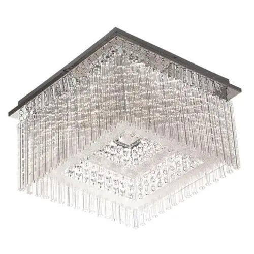 18W Square Led Ceiling Light With Glass Panel And Crystal Accents – 4000K Neutral White 1
