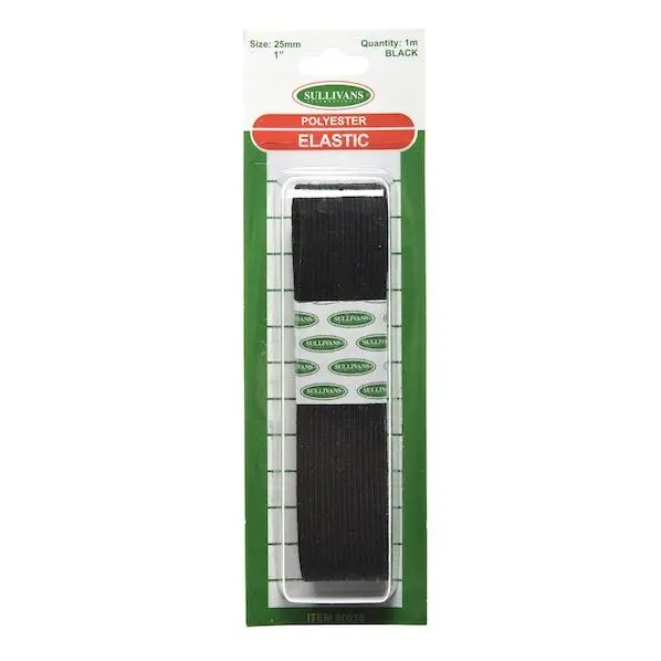 1M Black Woven Elastic Strip, 25Mm Wide – Sullivans 1