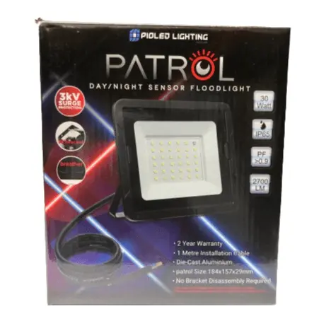 30W Smart Led Floodlight With Day/Night Sensor – 6000K Auto-Switching Patrol Light 1