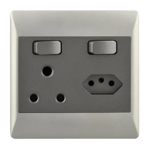 4X4 Single-Gang Socket With Za Plug And Dual Usb Ports – Champagne & Charcoal Trim 1