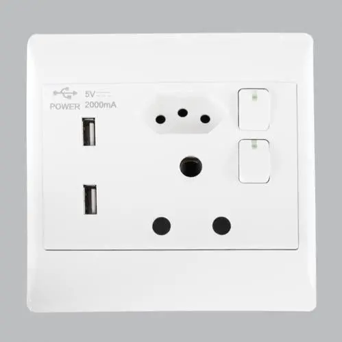 4X4 Single-Gang Wall Socket With Za Plug And Dual Usb Ports – Pure White 1