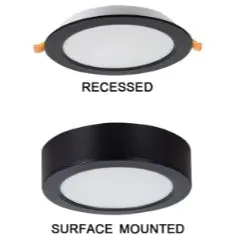9W Matte Black 2-In-1 Round Led Ceiling Light – Surface Or Recessed Mount, 4000K Neutral White (Cf537) 1