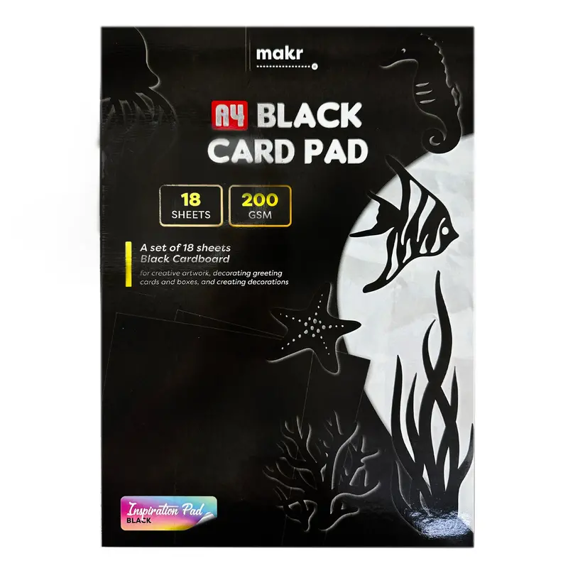 A4 Black Cardstock Pad – 18 Sheets, Heavyweight Craft Paper 1