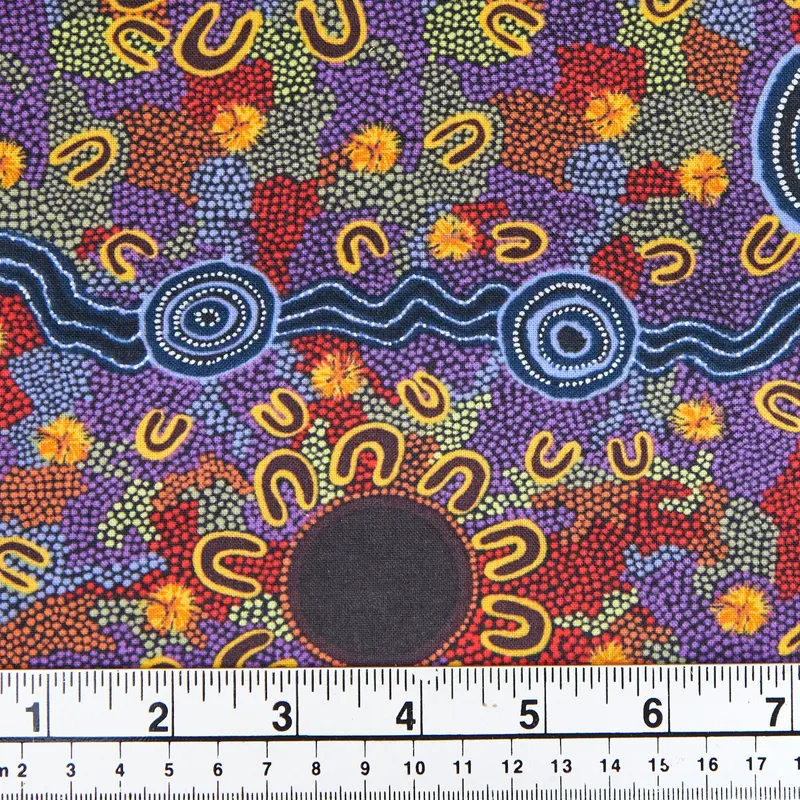 Aboriginal Art Fabric By Merryn Apma – ‘Women Gathering At Water Holes’, 145Cm Width 1