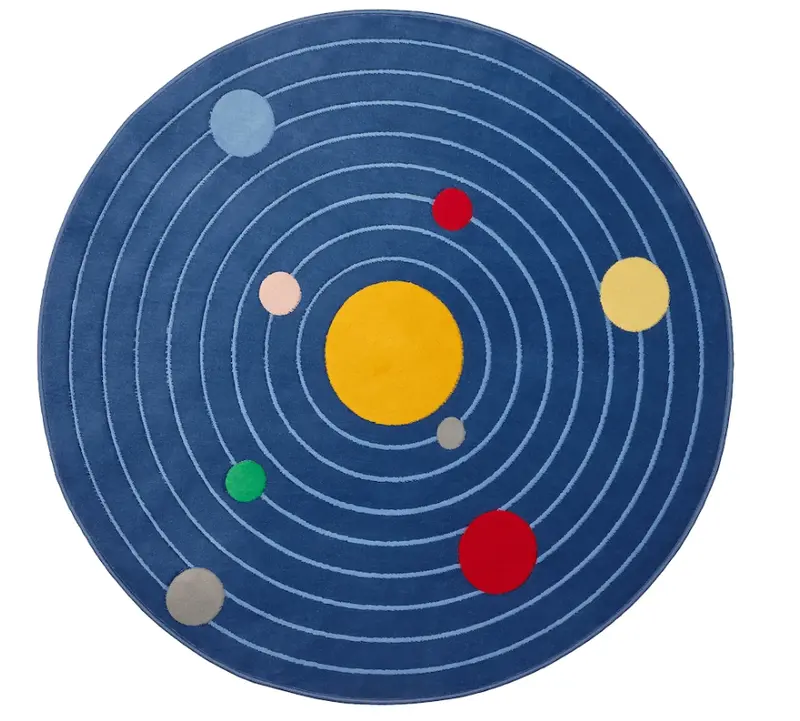 Aftonsparv Area Rug In Rounded Space Blue Design – 133 Cm Diameter Circular Mat 1