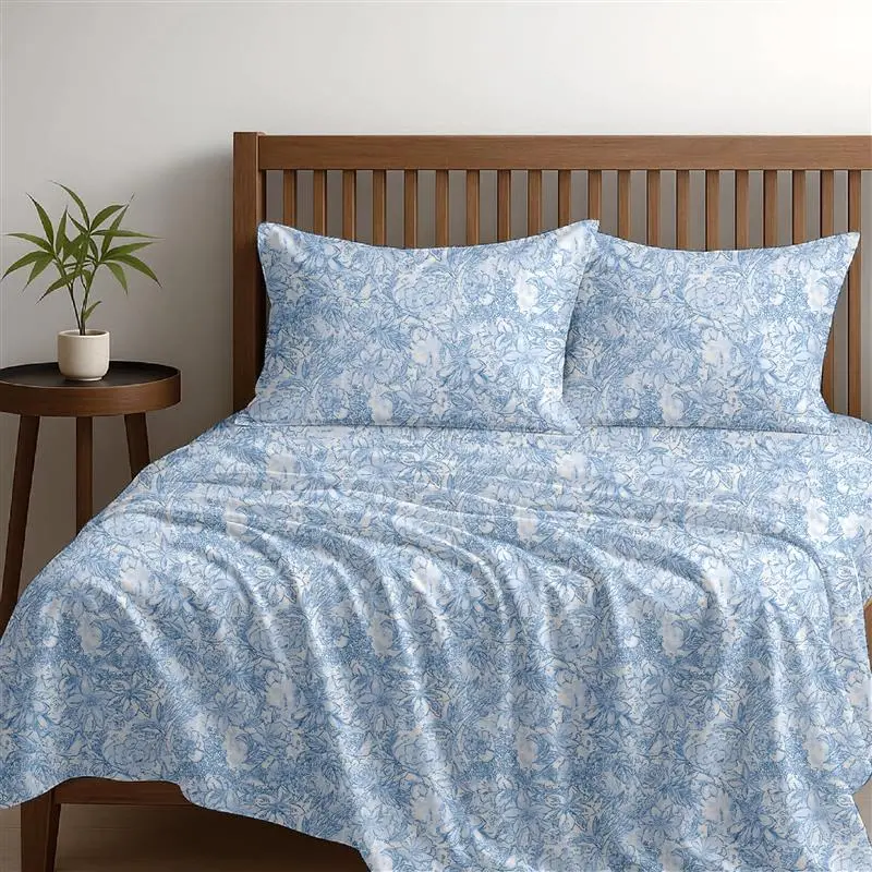 Alaria Flora Floral Pattern Cotton Sheet Set – Full/Queen Size 1
