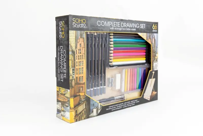 All-In-One Drawing Kit With Easel & Storage Box – 66-Piece Set 1