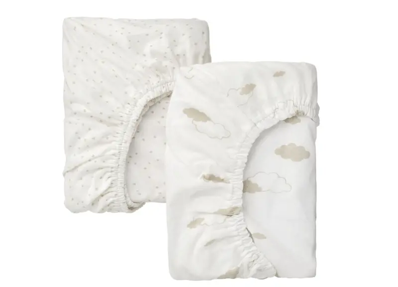 Älskvärd Off-White Cot Fitted Sheet Set – 41X75 Cm (2-Pack) 1