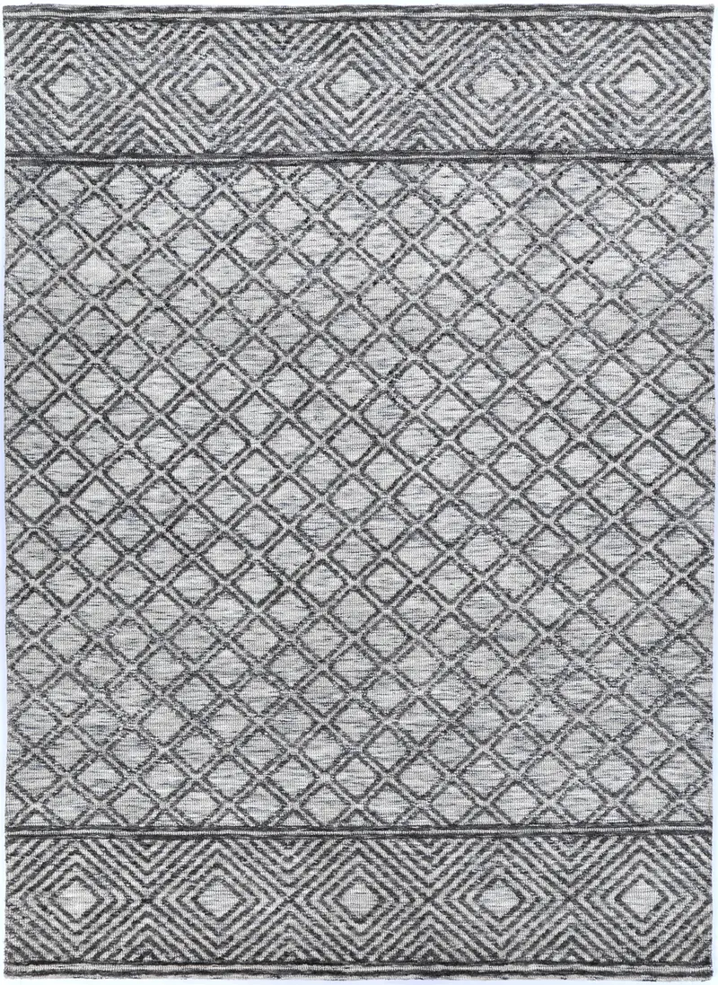 Amritsar Ajnala Cotton Blend Rug – Neutral Charcoal & Beige Tribal Design 1
