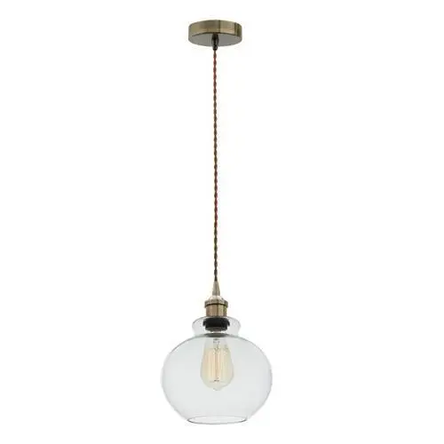 Antique Bronze Cord-Hung Pendant – Clear Glass Shade, Pen537 Model 1