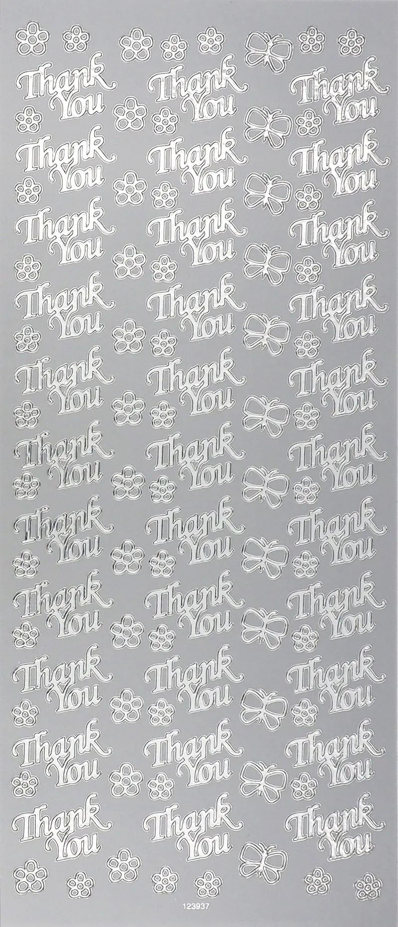 Arbee Foil Thank-You Stickers – Floral Design, Silver Finish 1