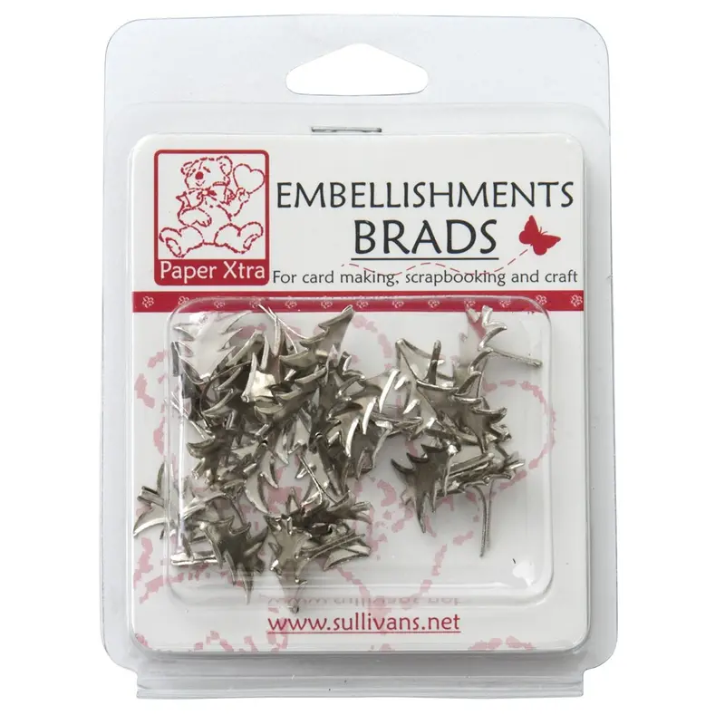 Arbee Xmas Tree Silver Embellishment Brads - Decorative Fasteners 1