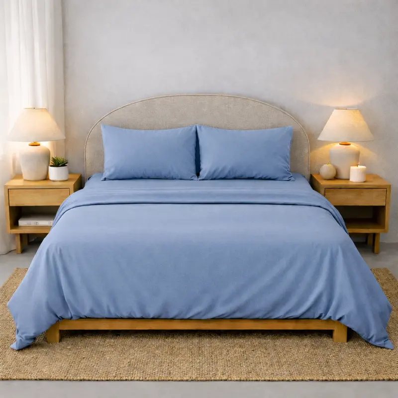 Athena Light Blue Microfibre Bed Sheet Set – Lightweight, Breathable & Fade-Resistant 1