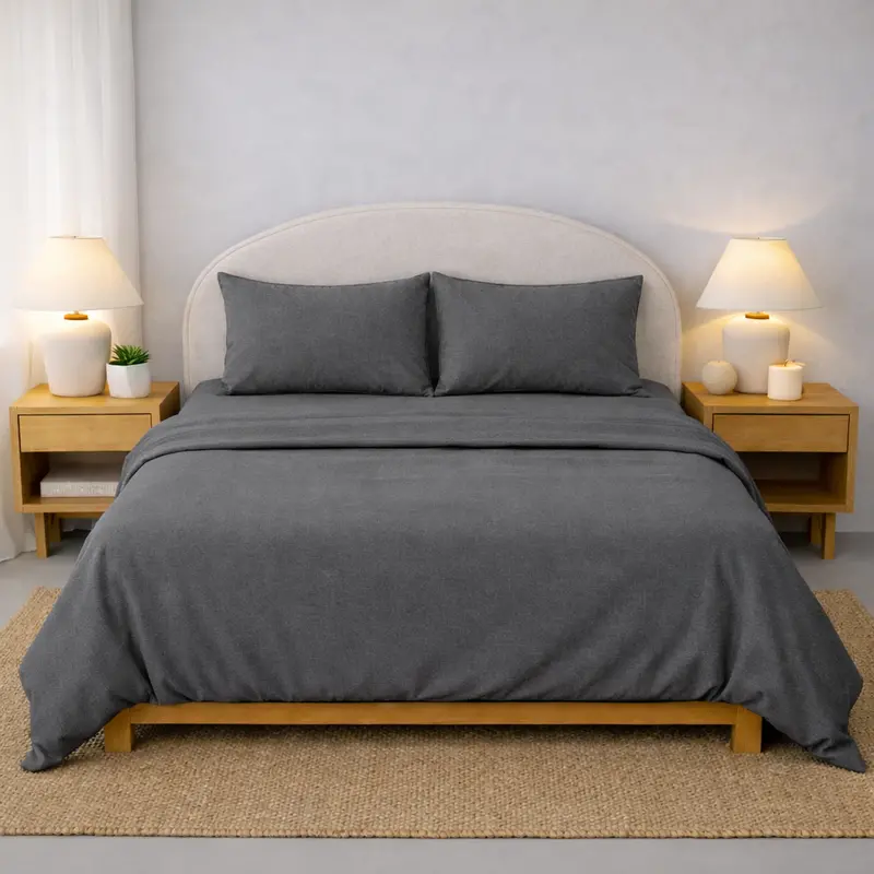 Athena Microfiber Bed Sheet Set In Grey – Neutral-Toned, Durable & Easy-Care Bed Sheets 1