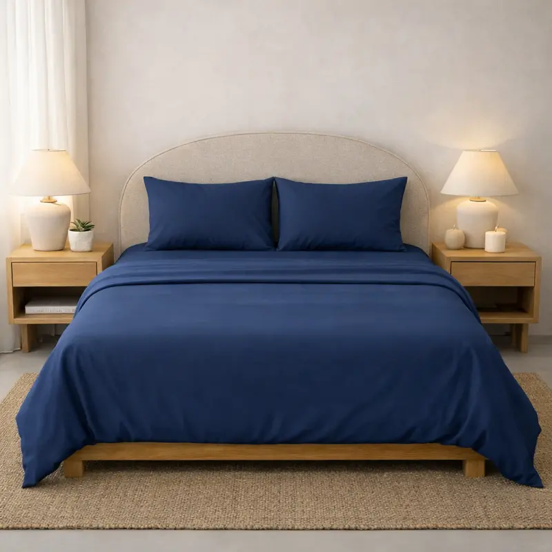 Athena Microfiber Bed Sheet Set In Navy – Ultra-Soft, Wrinkle-Free Queen Or King Size 1