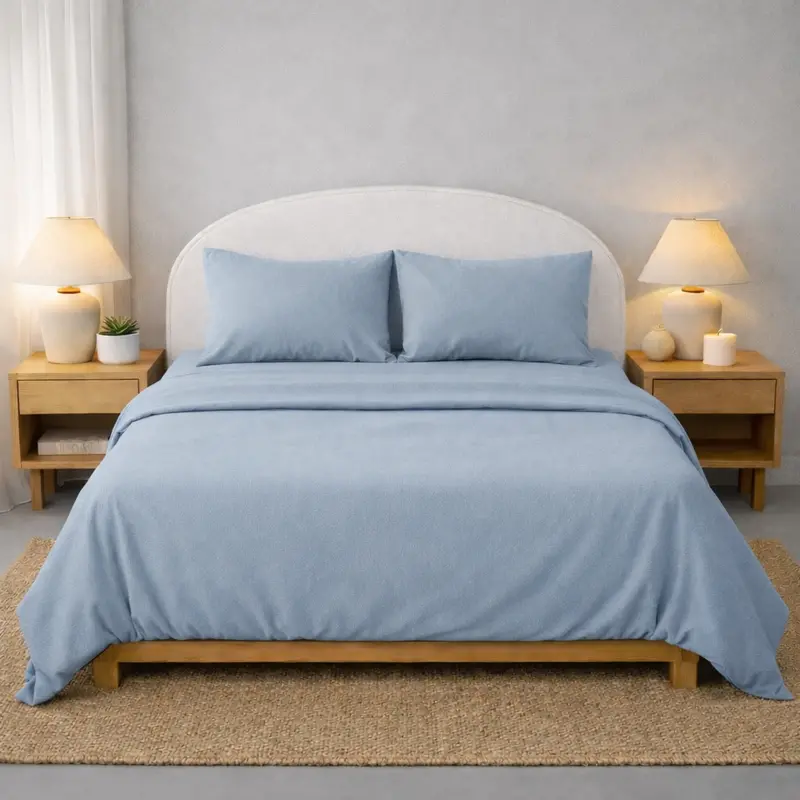 Athena Microfibre Bed Sheet Set – Double Size In Light Sky Blue 1