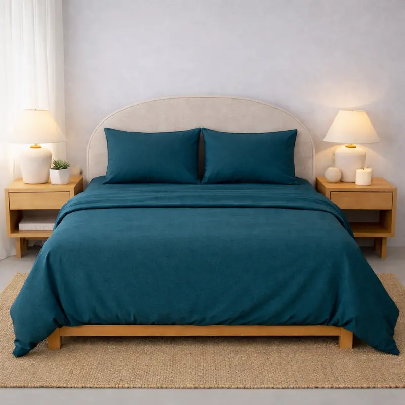 Athena Microfibre Bed Sheet Set – Double Size In Vibrant Teal 1