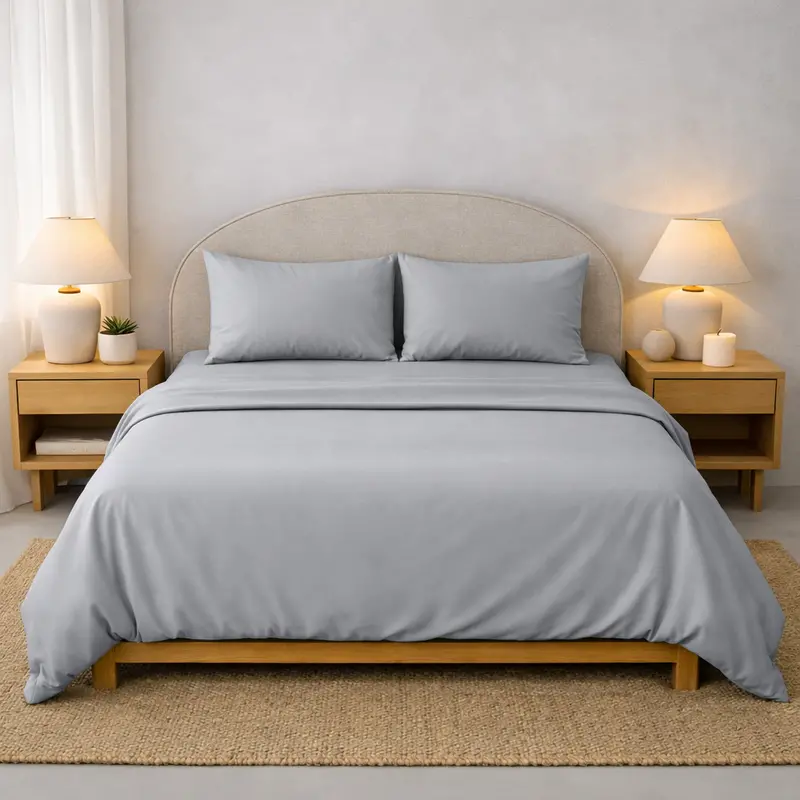 Athena Queen Microfibre Bed Sheet Set In Light Silver – Plush Comfort & Effortless Care 1
