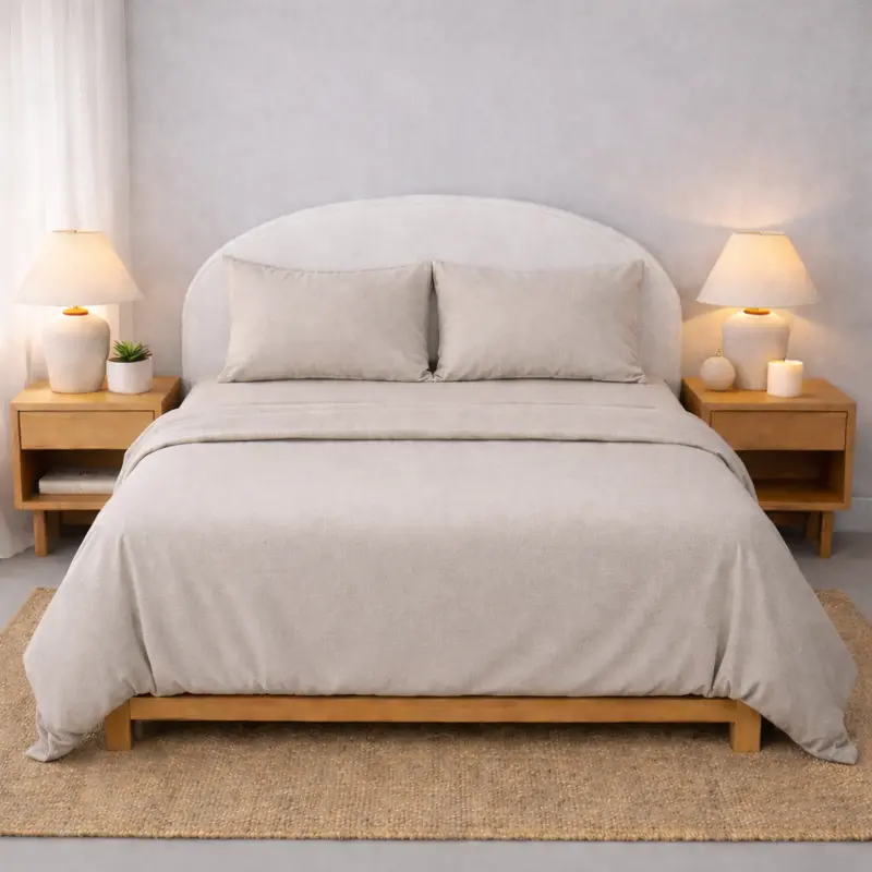 Athena Queen Microfibre Bed Sheet Set In Warm Beige – Comfort-Focused Design & Minimal Care 1