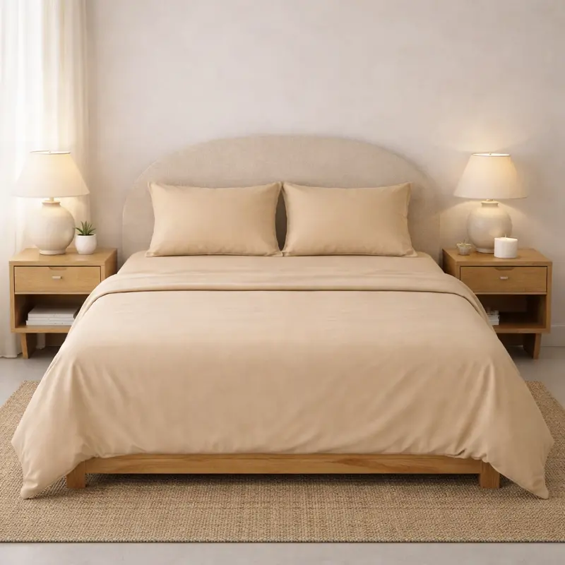 Athena Sand Microfibre Bed Sheet Set – Neutral Tone, Ultra-Soft & Hypoallergenic 1