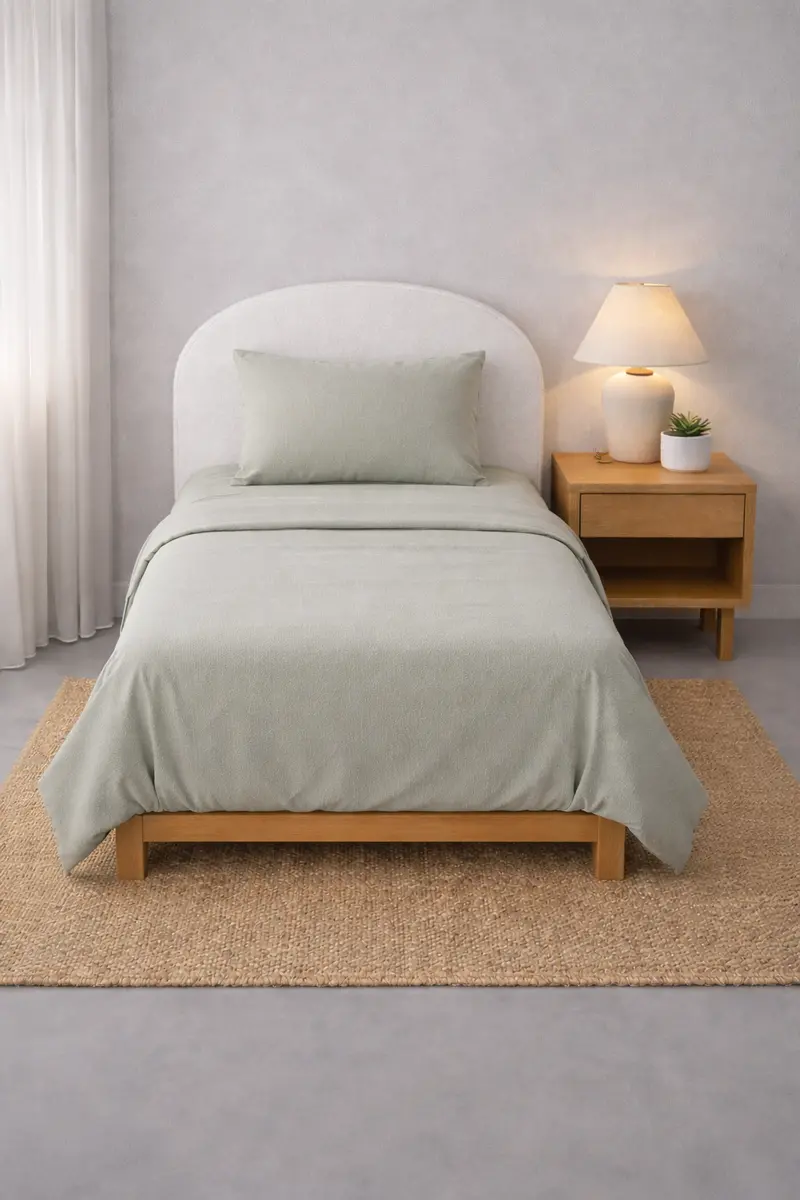 Athena Single Microfibre Bed Sheet Set In Mist Green – Silky Feel & Machine Washable 1