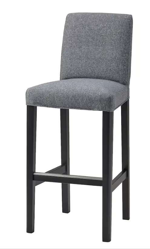 Bergmund Backless Bar Stool Frame In Black (62 Cm) With Matching Gray Slipcover 1
