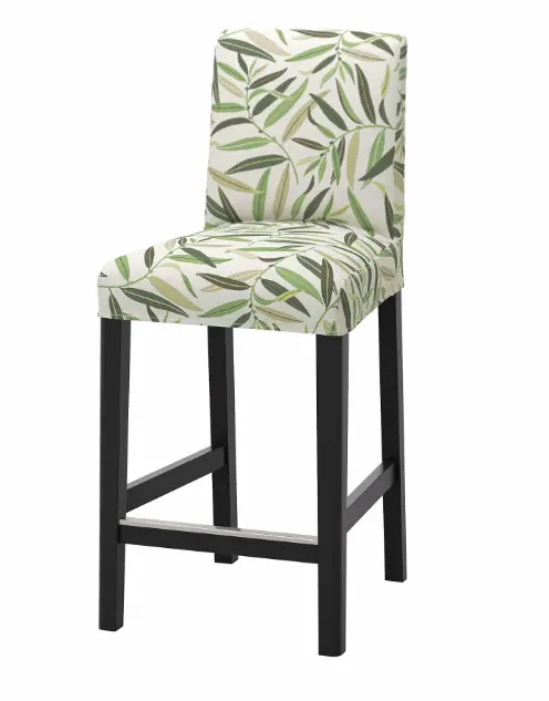 Bergmund Backless Bar Stool With Multicolor Fågelfors Cover – Black Frame, 62 Cm Height 1