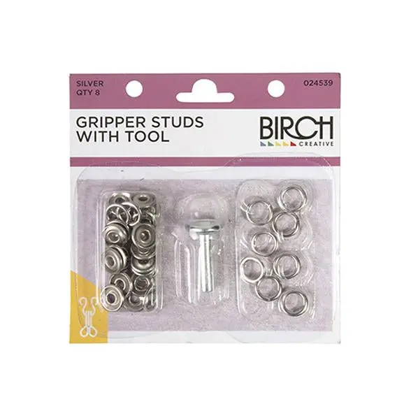 Birch Soft-Touch Snap Fastener Kit – Silver Tone, 8-Pair Set 1