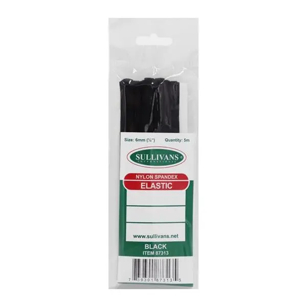 Black Elastic Band – 6 Mm Width, Flexible Stretch Fabric By Sullivan'S 1