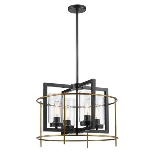 Black & Gold Metal Chandelier – 4-Light, Clear Glass Details (Ch082/4 Bk/Gd) 1