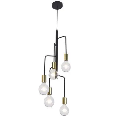 Black & Gold Metallic Pendant Light – Contemporary 5-Light Design (Pen564/5) 1