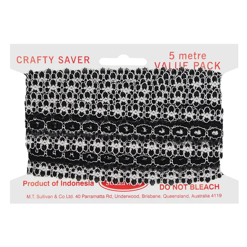 Black Lace Eyelet Trim – 35Mm Width, 5-Meter Roll 1