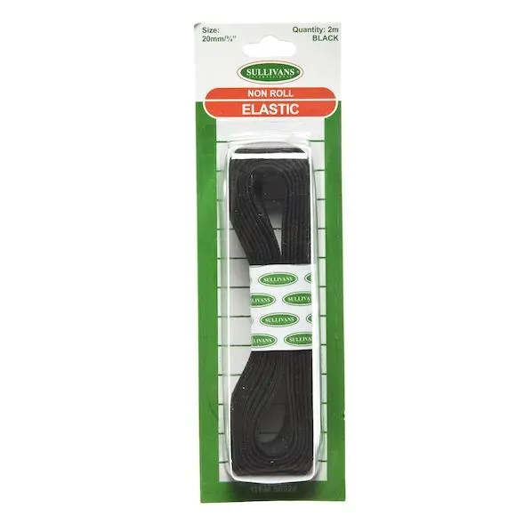 Black Non-Roll Elastic Tape – 20Mm Width × 2M Length 1