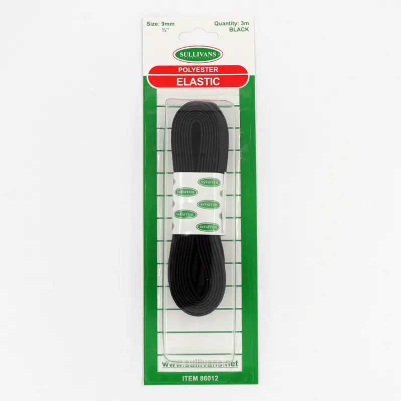 Black Non-Roll Poly Elastic – 9Mm Width 1