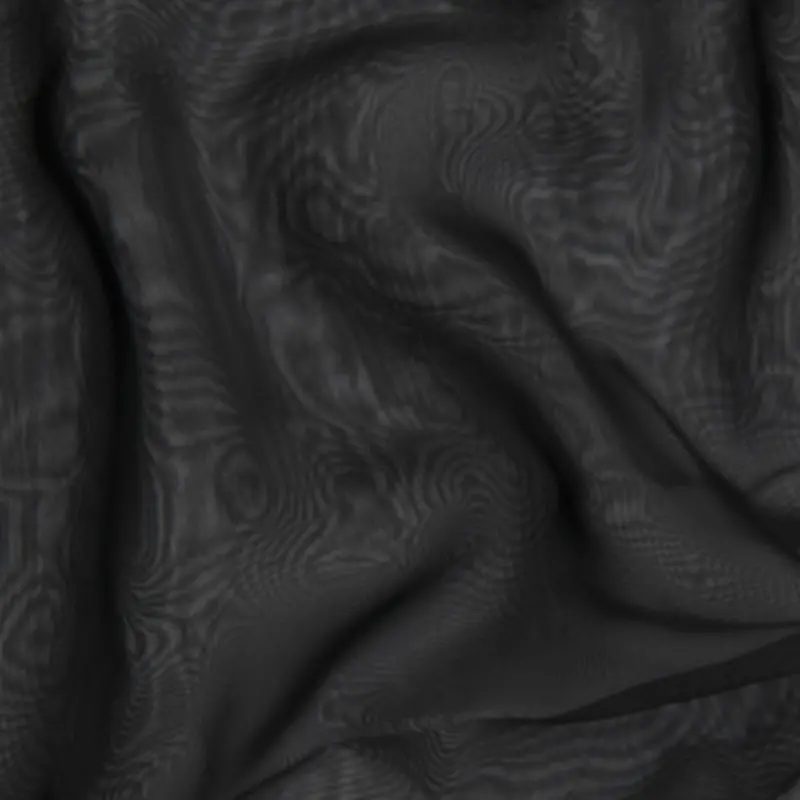 Black Silky Chiffon Fabric – 30D Sheer, 150Cm Width 1