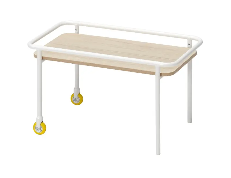 Brännboll Castor-Mounted Coffee Table In Light Ash & White – 69X39 Cm Mobile Living Room Table 1