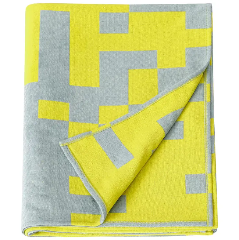 Brännboll Knit Throw Blanket – Pale Blue And Bright Yellow, 130X170 Cm 1