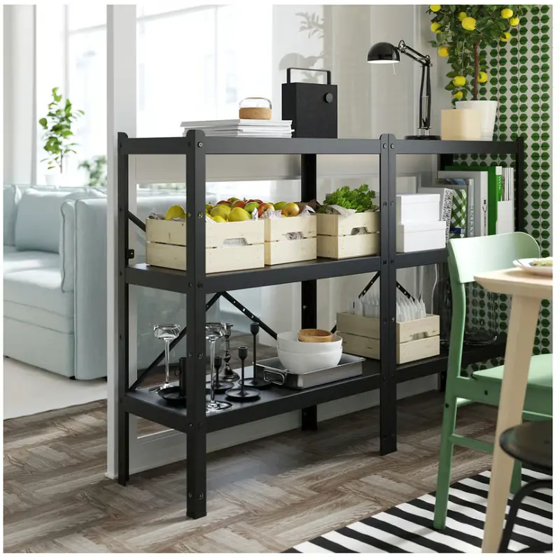 Bror Black Wall-Mounted Shelf System With Adjustable Posts – 84 Cm X 54 Cm 1