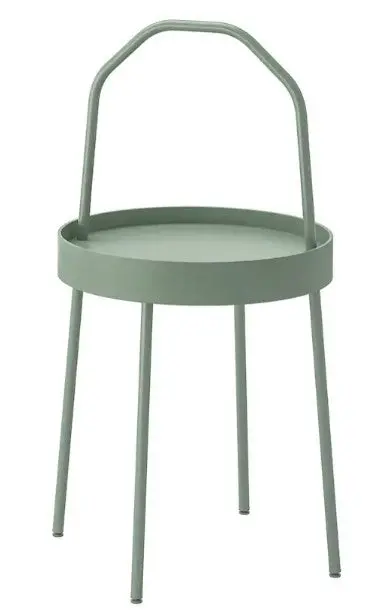 Burvik Compact Side Table – Light Grey-Green Finish, 38 Cm Round Accent Table 1
