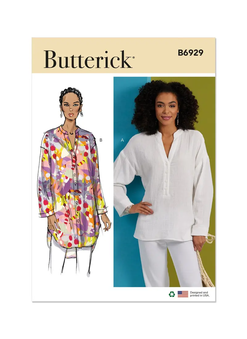 Butterick B6929 Sewing Pattern: Misses' Top And Flowy Tunic Variations 1