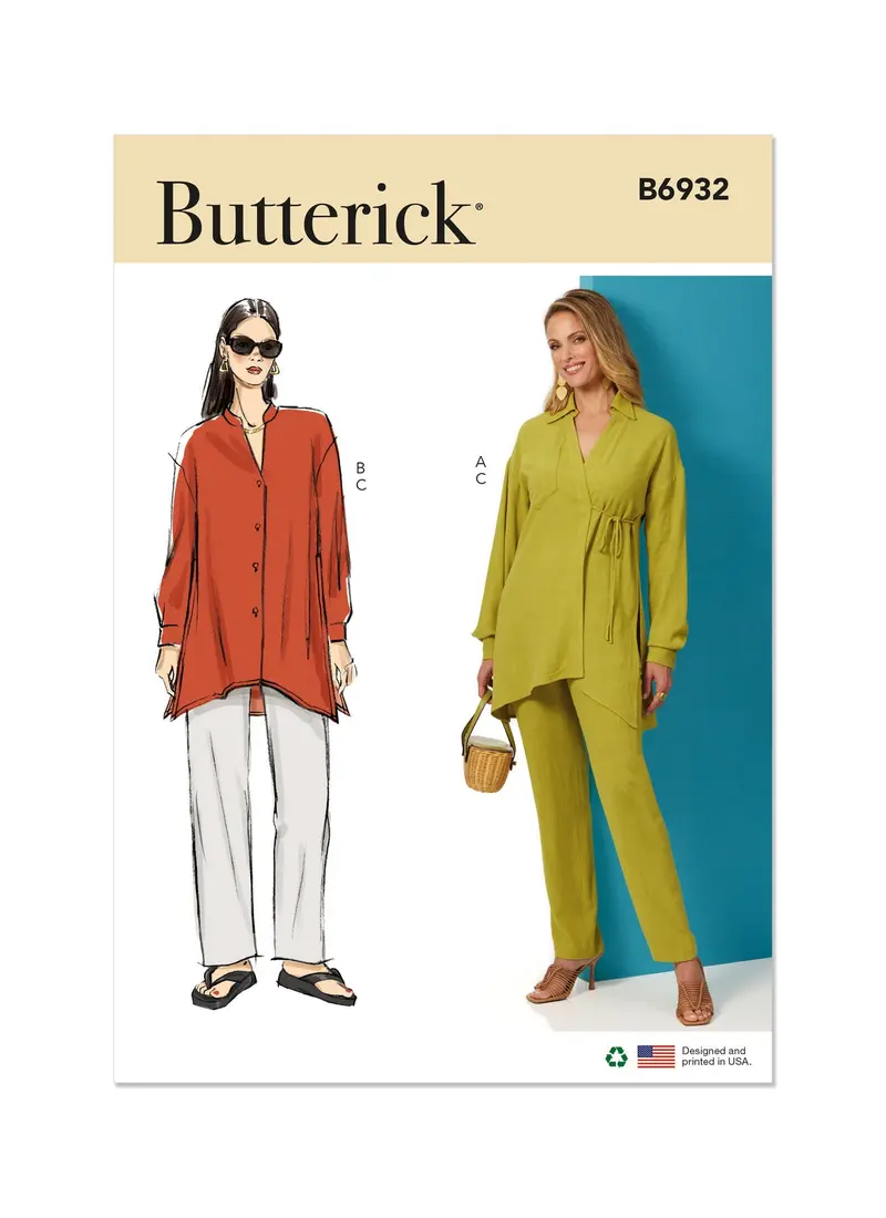 Butterick B6932 Sewing Pattern: Misses' Coordinated Top And Wide-Leg Pants Set 1