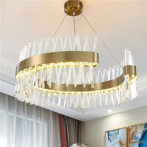 C-Shaped Crystal Chandelier – 600Mm Tri-Colour Lux Led Fixture (Drsa7006) 1