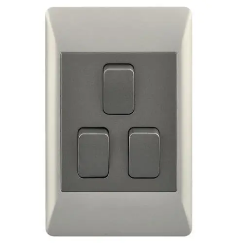 Champagne & Charcoal 4X2 Three-Gang 2-Way Switch – Duo Bright Star Esw073/2 1