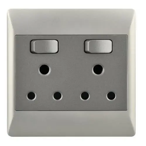 Champagne & Charcoal 4X4 Double Wall Socket – Duo Bright Star Epl351 1