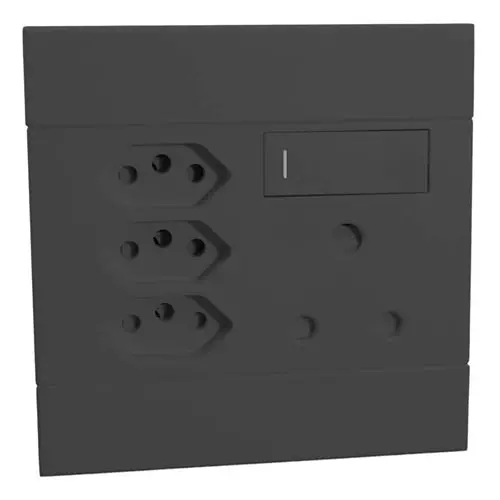Charcoal 4-Gang × 4-Module Switched Wall Socket – 3-Pin + Triple 2-Pin – Model 2Vc225 1