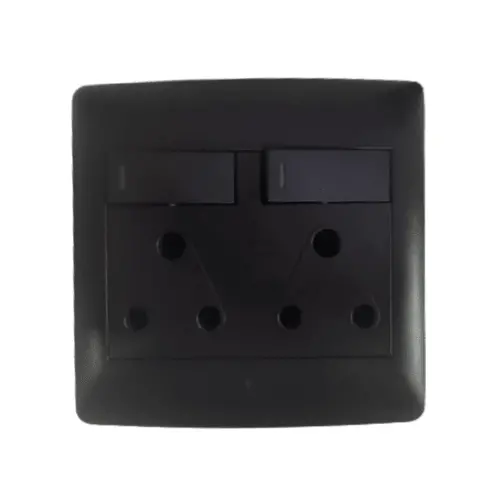 Charcoal 4×4 Double Gang Wall Socket – S2-209D Standard Outlet 1