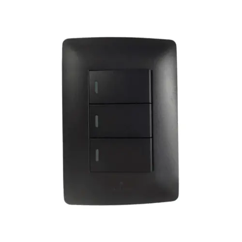 Charcoal-Finish 4×2 Triple-Pole Light Switch – S2-103/1 1